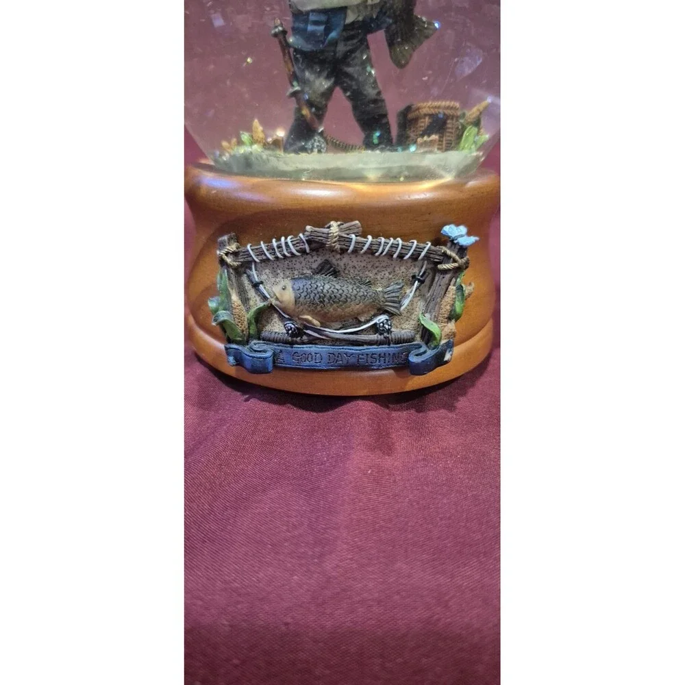 Vtg 1998 Vanmark Sweet Cakes A Good Day Fishing Musical Snow Globe Row Your Boat